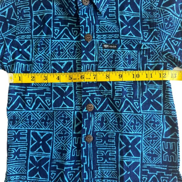 Tanoa Samoa Button Down Aloha Shirt Boys Size 6 Blue - Picture 3 of 3